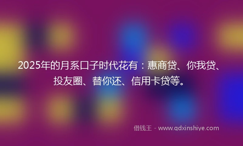 2025年的月系口子时代花有：惠商贷、你我贷、投友圈、替你还、信用卡贷等。