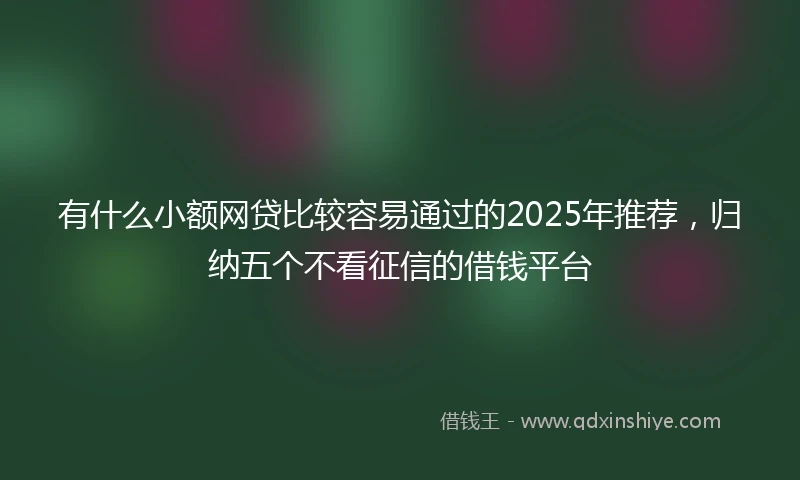 有什么小额网贷比较容易通过的2025年推荐，归纳五个不看征信的借钱平台