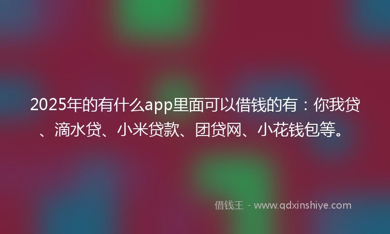 2025年的有什么app里面可以借钱的有：你我贷、滴水贷、小米贷款、团贷网、小花钱包等。