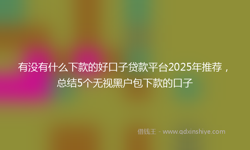 有没有什么下款的好口子贷款平台2025年推荐，总结5个无视黑户包下款的口子