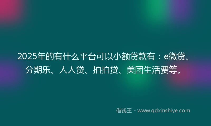 2025年的有什么平台可以小额贷款有:e微贷、分期乐、人人贷、拍拍贷、美团生活费等。