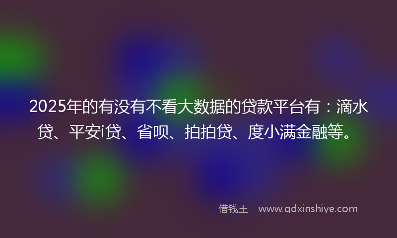 2025年的有没有不看大数据的贷款平台有：滴水贷、平安i贷、省呗、拍拍贷、度小满金融等。