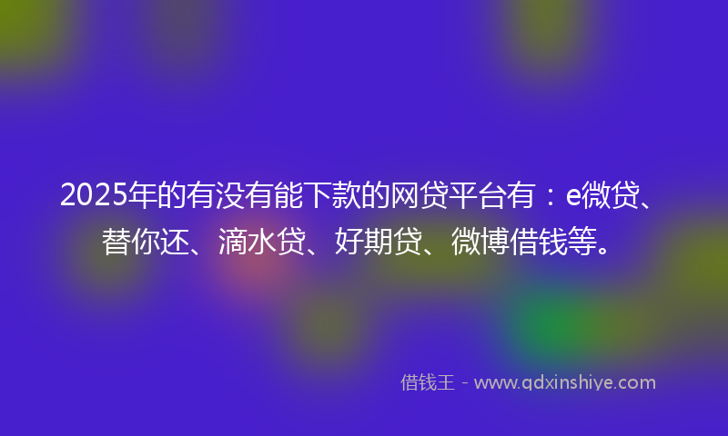 2025年的有没有能下款的网贷平台有：e微贷、替你还、滴水贷、好期贷、微博借钱等。