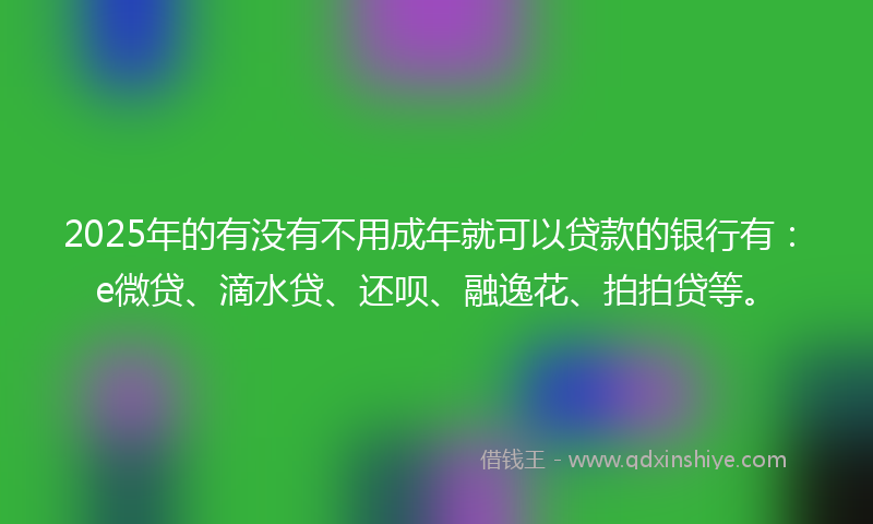 2025年的有没有不用成年就可以贷款的银行有：e微贷、滴水贷、还呗、融逸花、拍拍贷等。