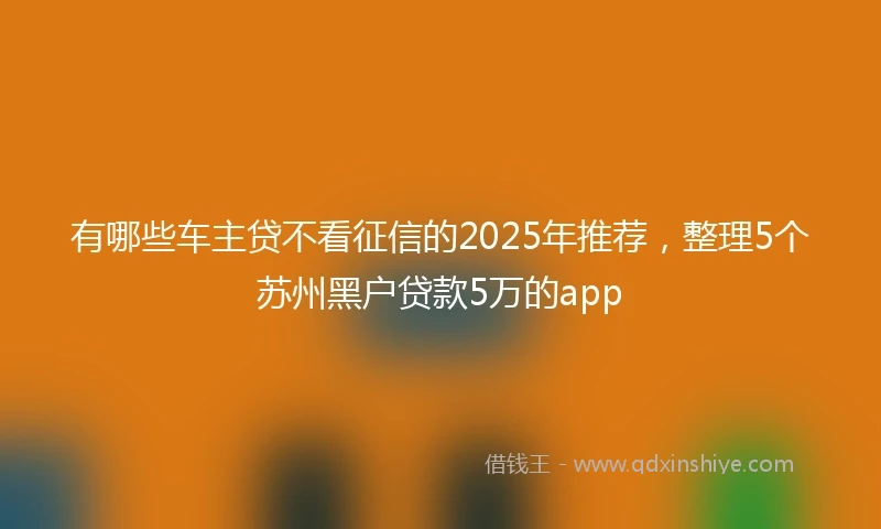 有哪些车主贷不看征信的2025年推荐，整理5个苏州黑户贷款5万的app