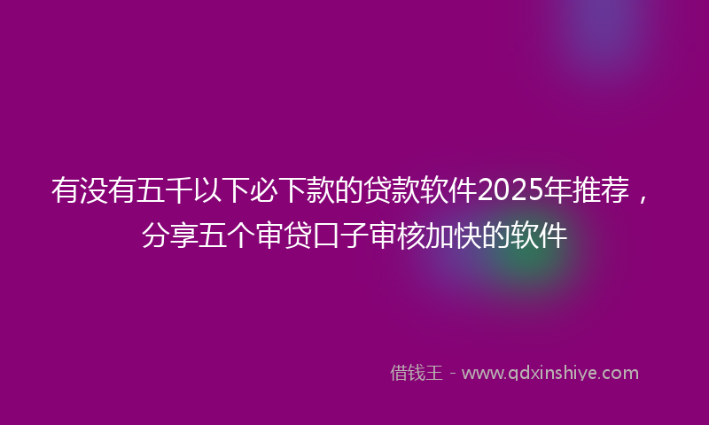 有没有五千以下必下款的贷款软件2025年推荐，分享五个审贷口子审核加快的软件