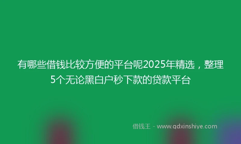 有哪些借钱比较方便的平台呢2025年精选，整理5个无论黑白户秒下款的贷款平台