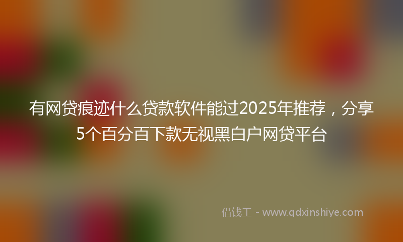 有网贷痕迹什么贷款软件能过2025年推荐，分享5个百分百下款无视黑白户网贷平台