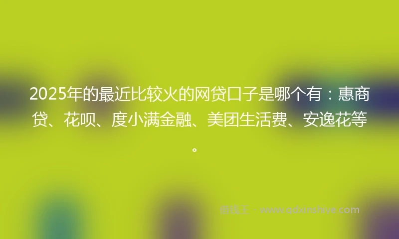 2025年的最近比较火的网贷口子是哪个有：惠商贷、花呗、度小满金融、美团生活费、安逸花等。