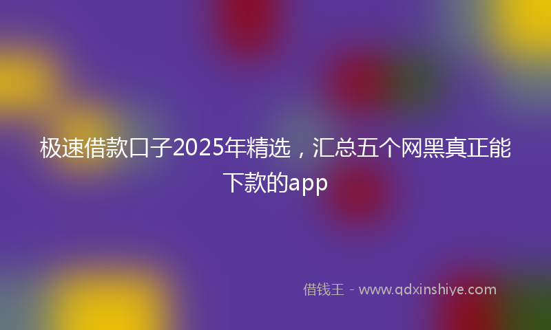 极速借款口子2025年精选，汇总五个网黑真正能下款的app