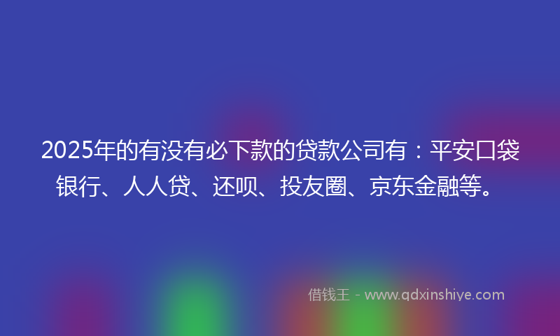 2025年的有没有必下款的贷款公司有:平安口袋银行、人人贷、还呗、投友圈、京东金融等。