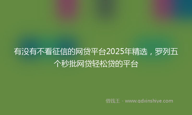 有没有不看征信的网贷平台2025年精选，罗列五个秒批网贷轻松贷的平台