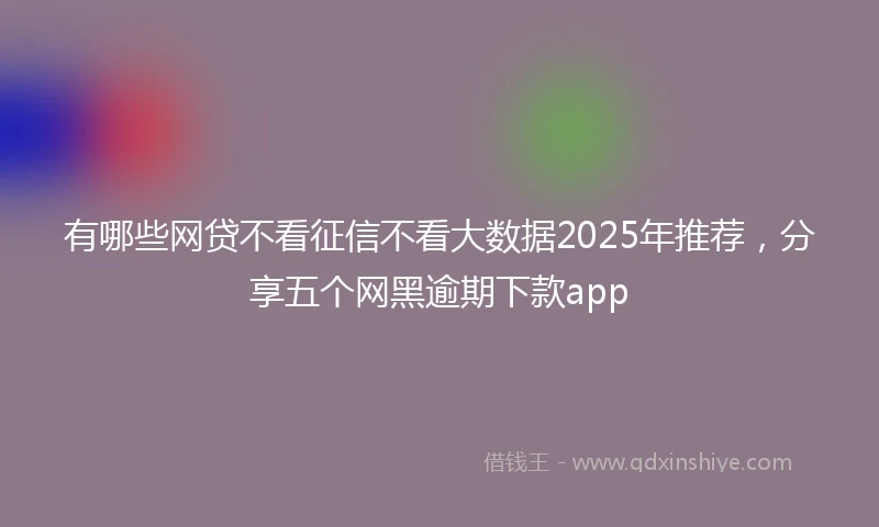 有哪些网贷不看征信不看大数据2025年推荐，分享五个网黑逾期下款app