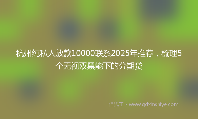 杭州纯私人放款10000联系2025年推荐，梳理5个无视双黑能下的分期贷