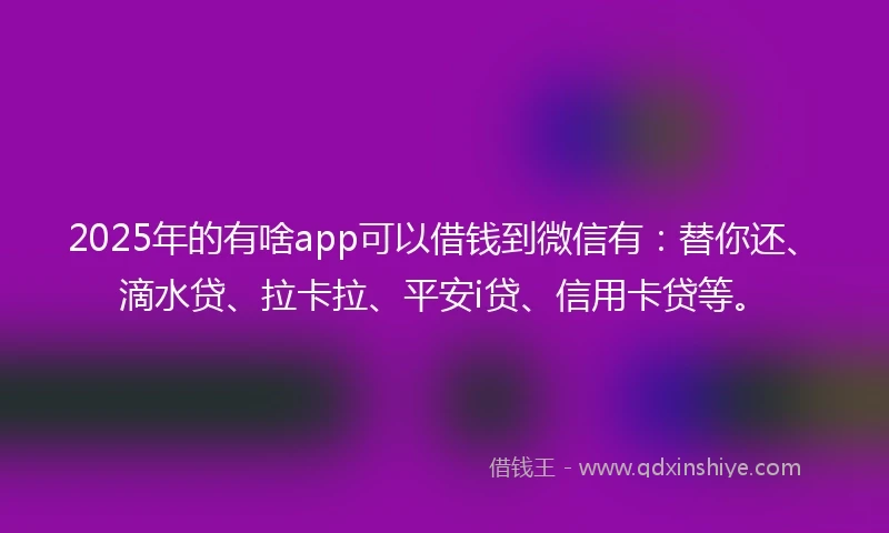 2025年的有啥app可以借钱到微信有：替你还、滴水贷、拉卡拉、平安i贷、信用卡贷等。