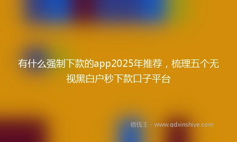 有什么强制下款的app2025年推荐，梳理五个无视黑白户秒下款口子平台