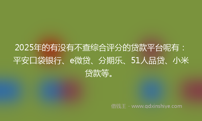 2025年的有没有不查综合评分的贷款平台呢有：平安口袋银行、e微贷、分期乐、51人品贷、小米贷款等。