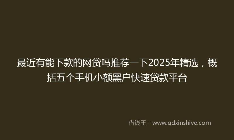 最近有能下款的网贷吗推荐一下2025年精选，概括五个手机小额黑户快速贷款平台