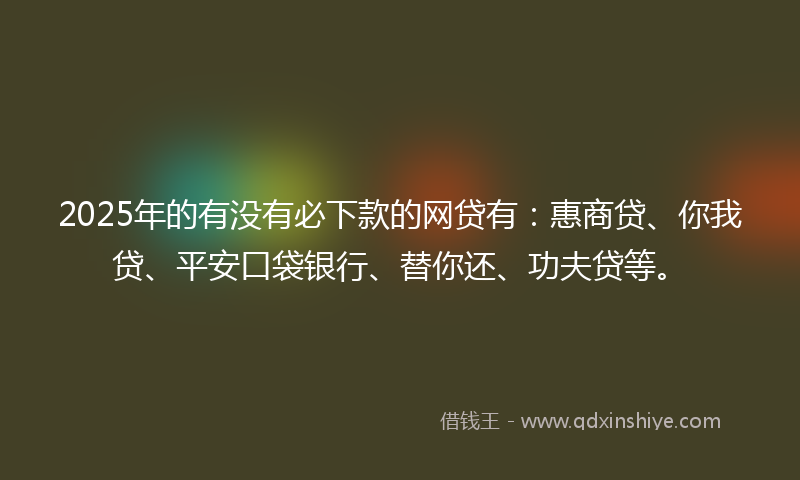 2025年的有没有必下款的网贷有：惠商贷、你我贷、平安口袋银行、替你还、功夫贷等。