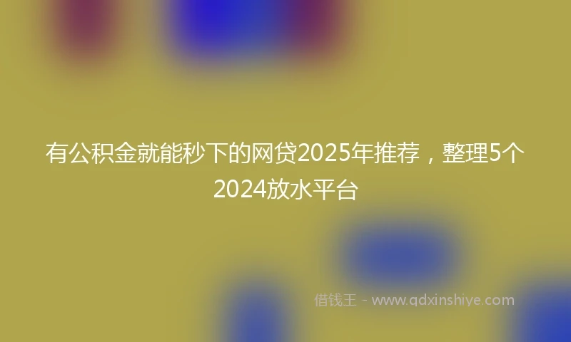 有公积金就能秒下的网贷2025年推荐，整理5个2024放水平台