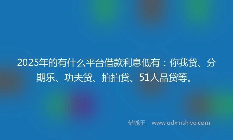 2025年的有什么平台借款利息低有：你我贷、分期乐、功夫贷、拍拍贷、51人品贷等。