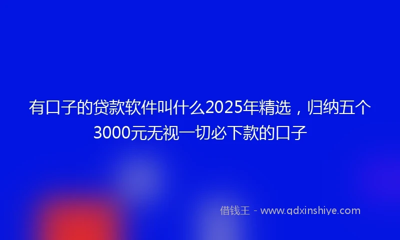 有口子的贷款软件叫什么2025年精选，归纳五个3000元无视一切必下款的口子