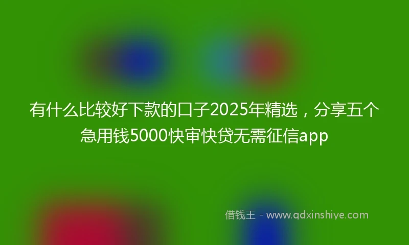 有什么比较好下款的口子2025年精选，分享五个急用钱5000快审快贷无需征信app