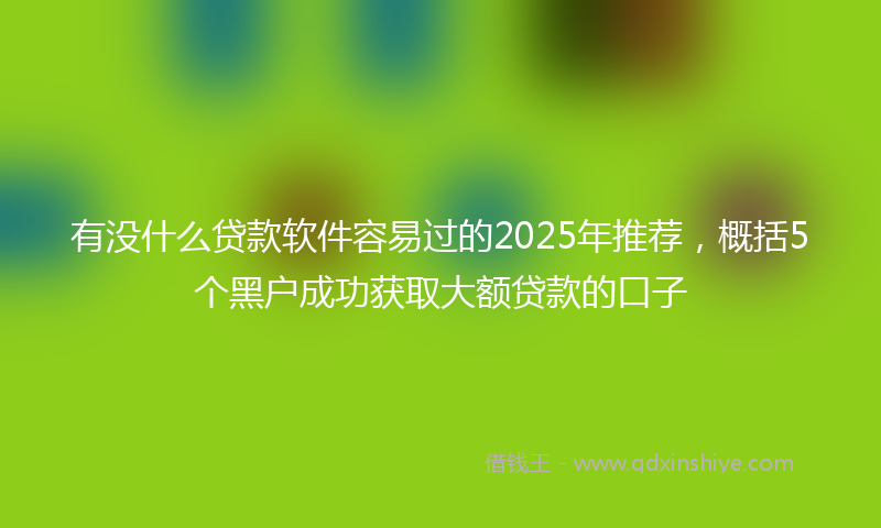 有没什么贷款软件容易过的2025年推荐，概括5个黑户成功获取大额贷款的口子