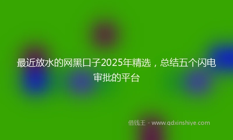 最近放水的网黑口子2025年精选，总结五个闪电审批的平台