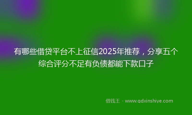 有哪些借贷平台不上征信2025年推荐，分享五个综合评分不足有负债都能下款口子