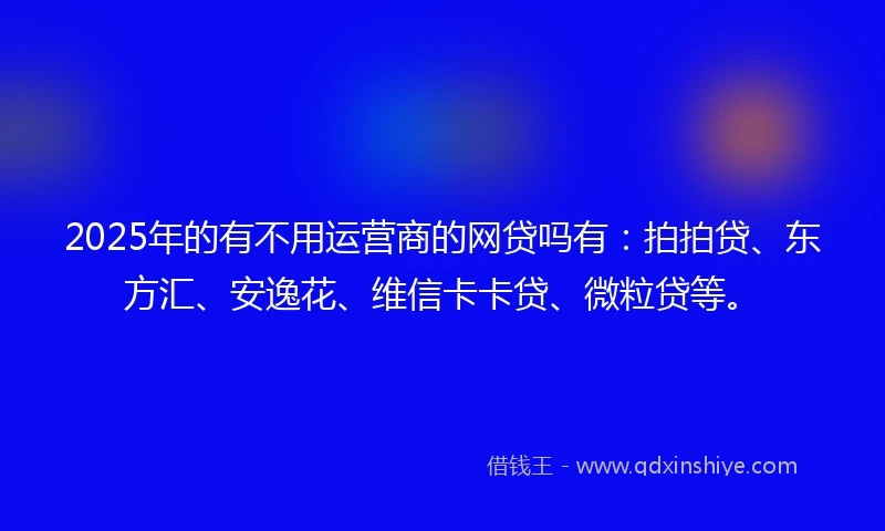2025年的有不用运营商的网贷吗有：拍拍贷、东方汇、安逸花、维信卡卡贷、微粒贷等。