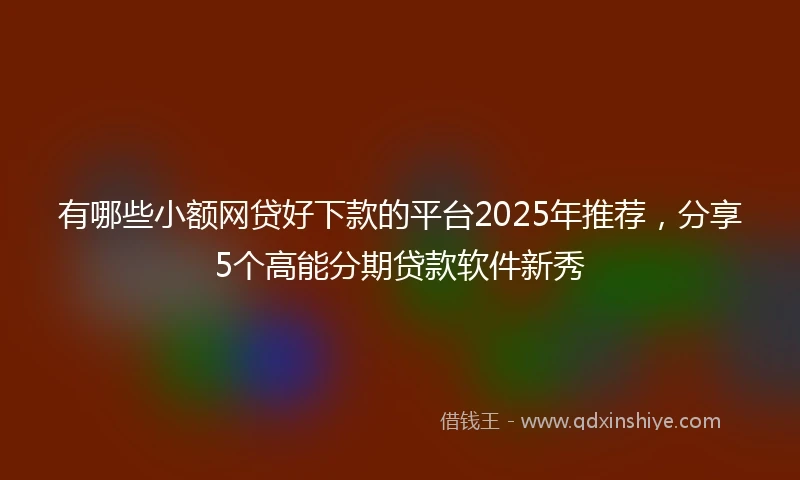 有哪些小额网贷好下款的平台2025年推荐,分享5个高能分期贷款软件新秀