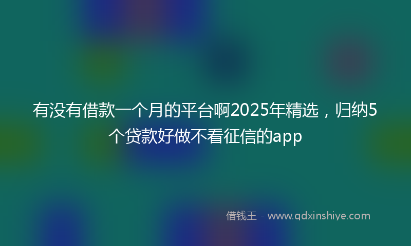 有没有借款一个月的平台啊2025年精选，归纳5个贷款好做不看征信的app