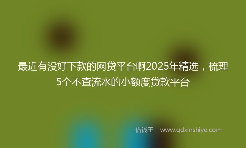 最近有没好下款的网贷平台啊2025年精选，梳理5个不查流水的小额度贷款平台