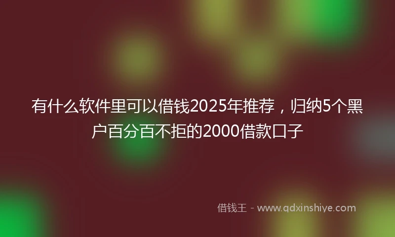 有什么软件里可以借钱2025年推荐，归纳5个黑户百分百不拒的2000借款口子