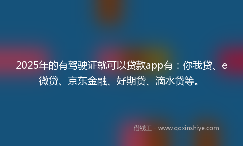 2025年的有驾驶证就可以贷款app有：你我贷、e微贷、京东金融、好期贷、滴水贷等。