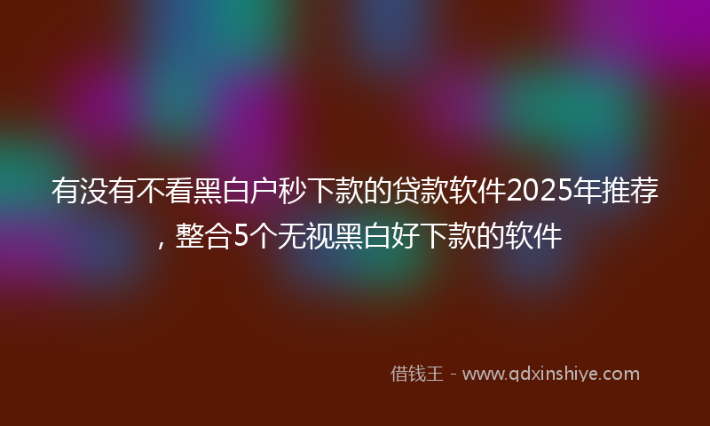 有没有不看黑白户秒下款的贷款软件2025年推荐，整合5个无视黑白好下款的软件