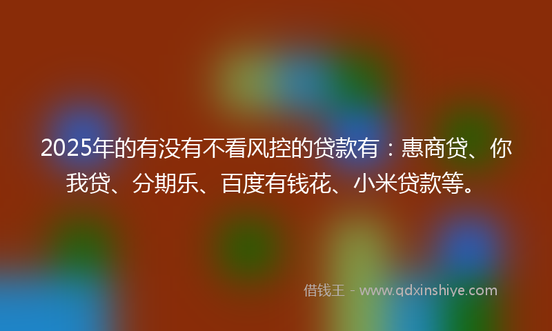 2025年的有没有不看风控的贷款有：惠商贷、你我贷、分期乐、百度有钱花、小米贷款等。