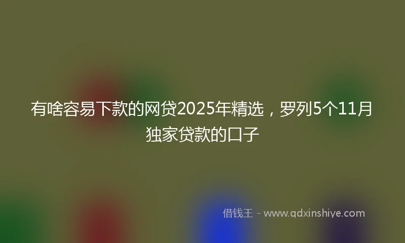 有啥容易下款的网贷2025年精选，罗列5个11月独家贷款的口子