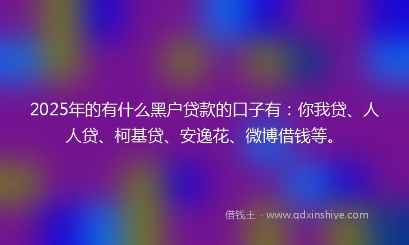 2025年的有什么黑户贷款的口子有：你我贷、人人贷、柯基贷、安逸花、微博借钱等。