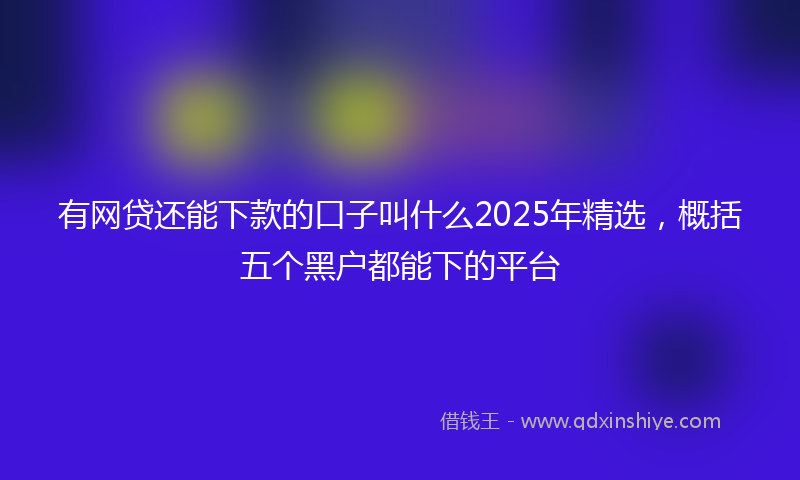 有网贷还能下款的口子叫什么2025年精选，概括五个黑户都能下的平台