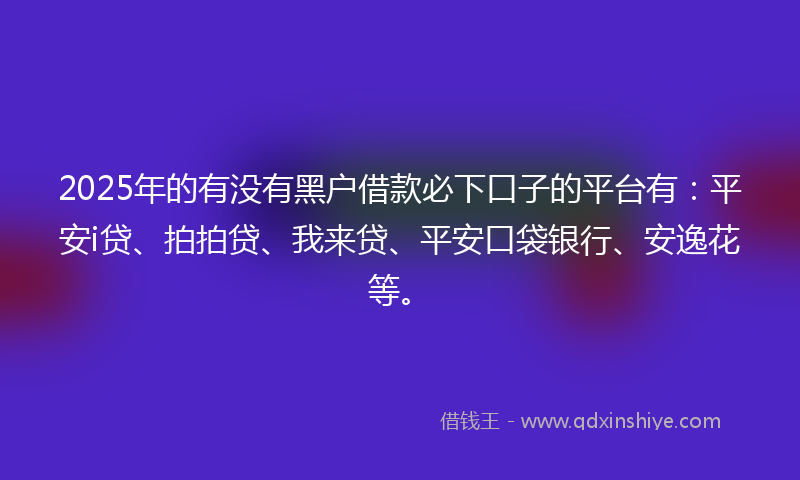 2025年的有没有黑户借款必下口子的平台有：平安i贷、拍拍贷、我来贷、平安口袋银行、安逸花等。