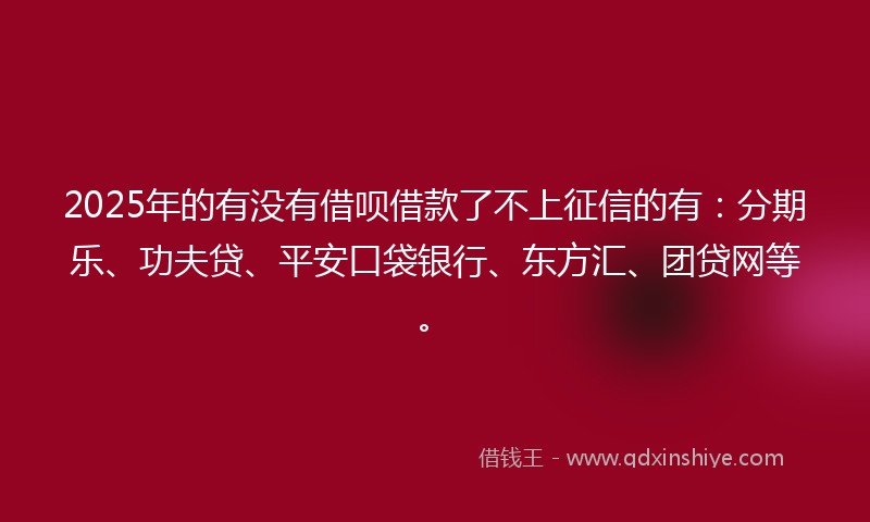 2025年的有没有借呗借款了不上征信的有：分期乐、功夫贷、平安口袋银行、东方汇、团贷网等。