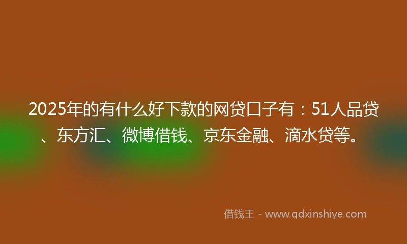 2025年的有什么好下款的网贷口子有：51人品贷、东方汇、微博借钱、京东金融、滴水贷等。