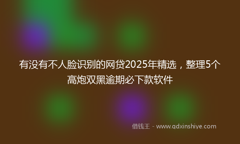 有没有不人脸识别的网贷2025年精选，整理5个高炮双黑逾期必下款软件