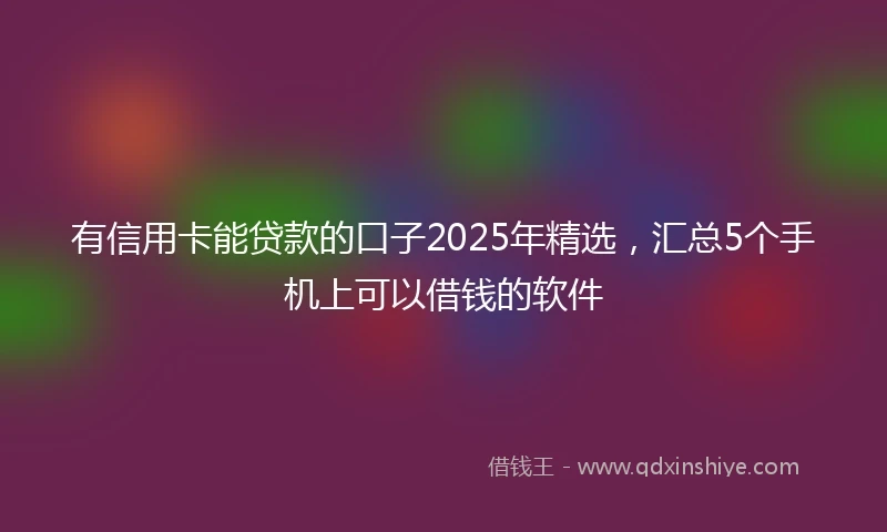 有信用卡能贷款的口子2025年精选，汇总5个手机上可以借钱的软件
