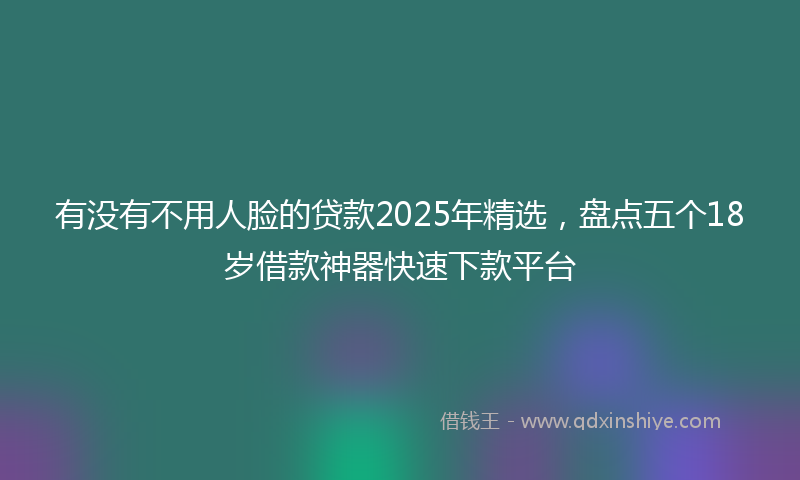 有没有不用人脸的贷款2025年精选，盘点五个18岁借款神器快速下款平台