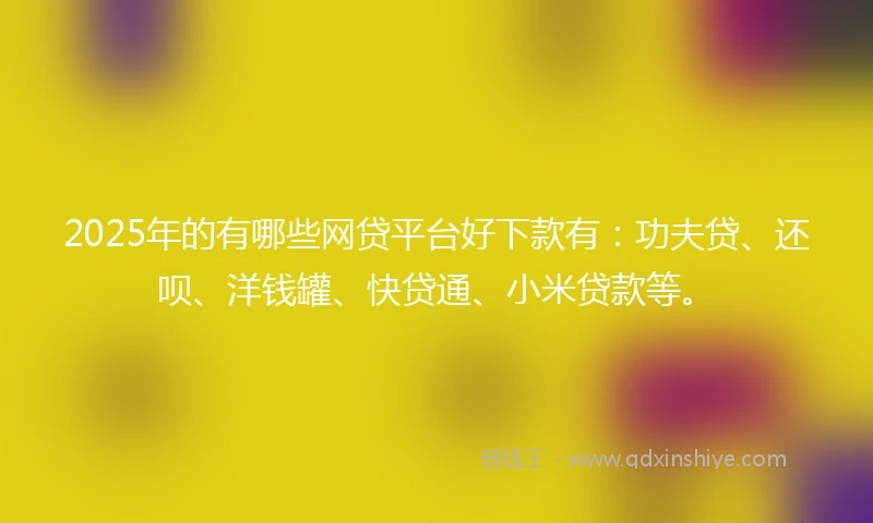 2025年的有哪些网贷平台好下款有：功夫贷、还呗、洋钱罐、快贷通、小米贷款等。