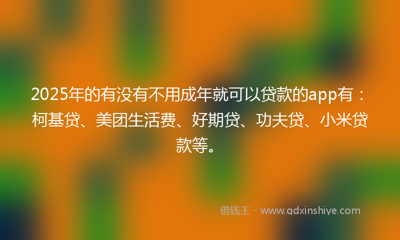 2025年的有没有不用成年就可以贷款的app有：柯基贷、美团生活费、好期贷、功夫贷、小米贷款等。