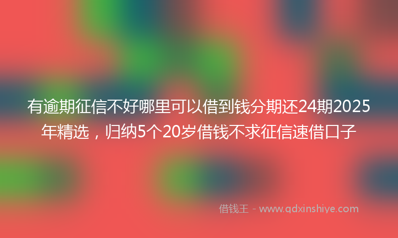 有逾期征信不好哪里可以借到钱分期还24期2025年精选，归纳5个20岁借钱不求征信速借口子